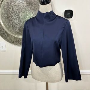 Tibi Navy top, satin looking - Size 6